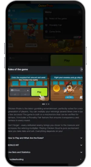 Rules and Gameplay Menu Chicken Pirate real money